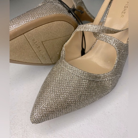 MARC FISHER Silver Glitter Closed toe Sandal NEW - Picture 1 of 14